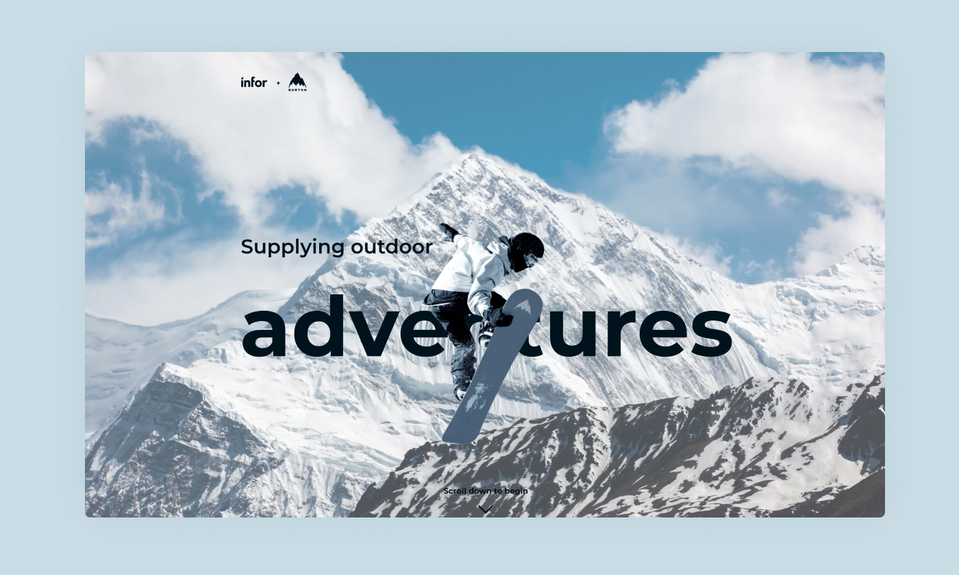 With this interactive landing page, Infor goes in-depth on how their ERP solution helped Burton to optimise their processes.