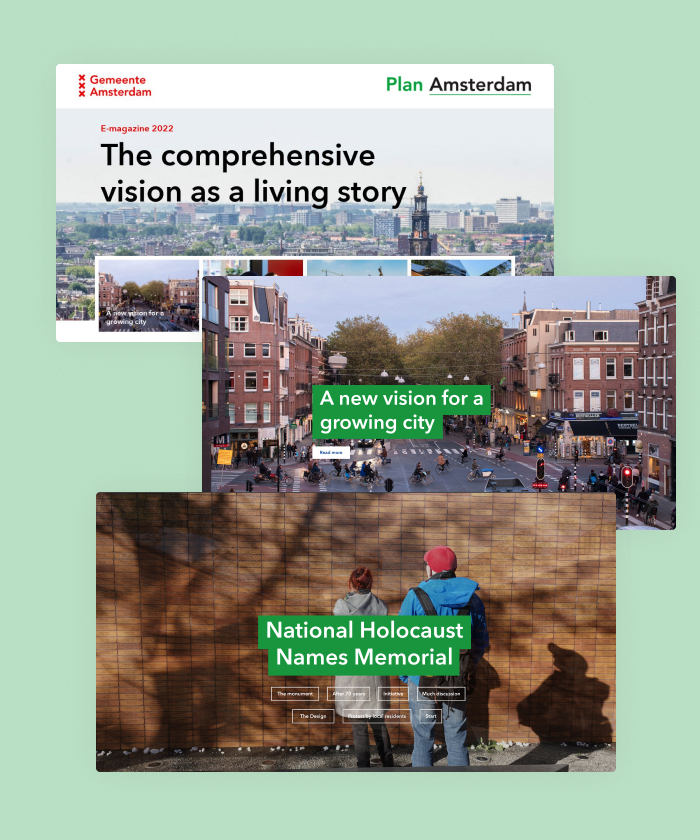 In this fully accessible interactive magazine, Plan Amsterdam focuses on sharing knowledge about spatial development in the city and region, and how they operate within it.