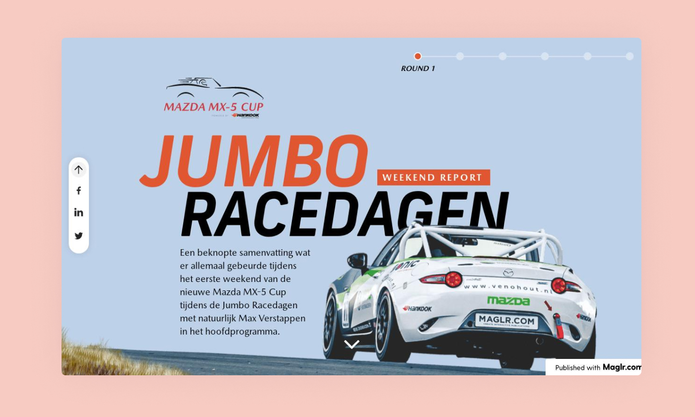 This feature highlight uses mouse movement and hover effects in combination with click actions to create interactive pop-ups.