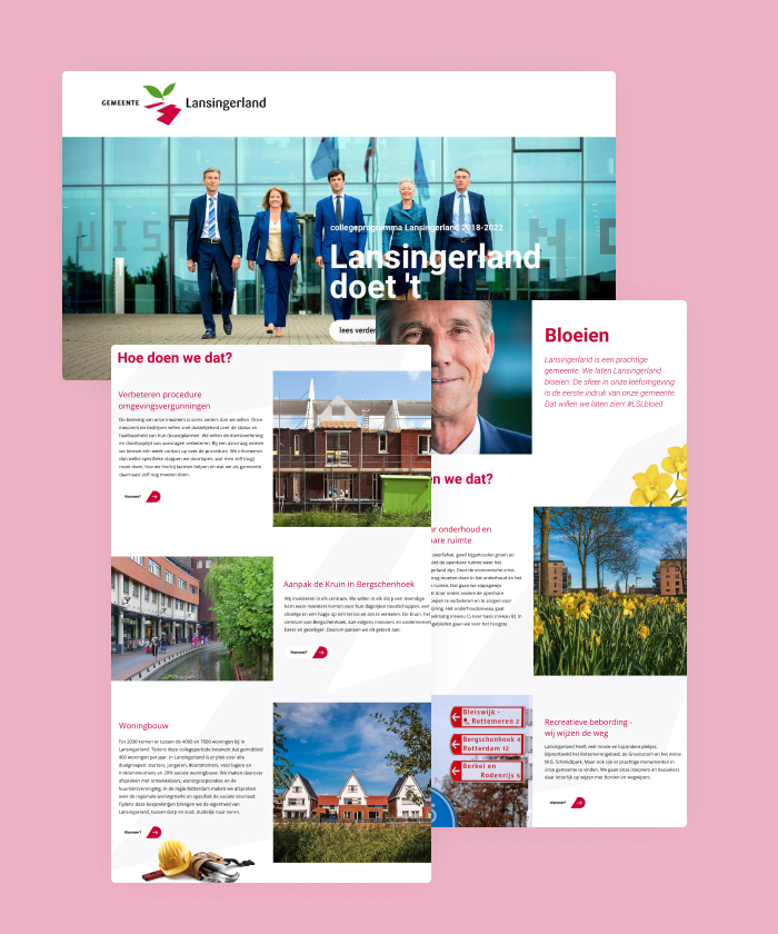 In this engaging online report, interactive features and animations display the goals and ambitions of Lansingerland.