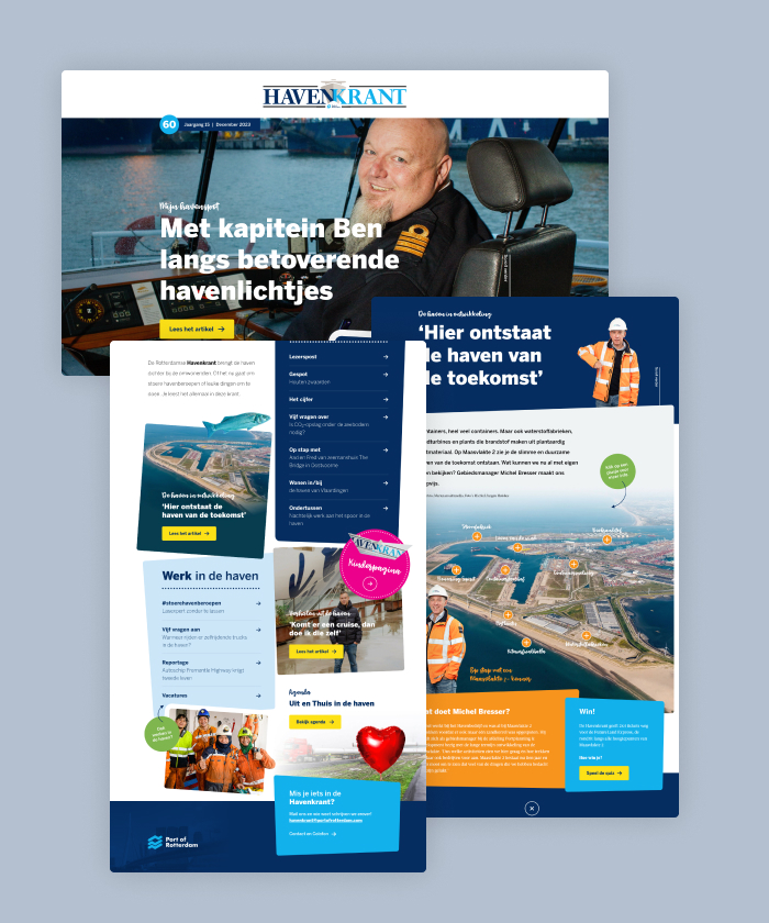 The magazine of Port of Rotterdam Newspaper brings the port closer to local residents. Whether it concerns tough port professions or fun things to do. You can read it all in this magazine.