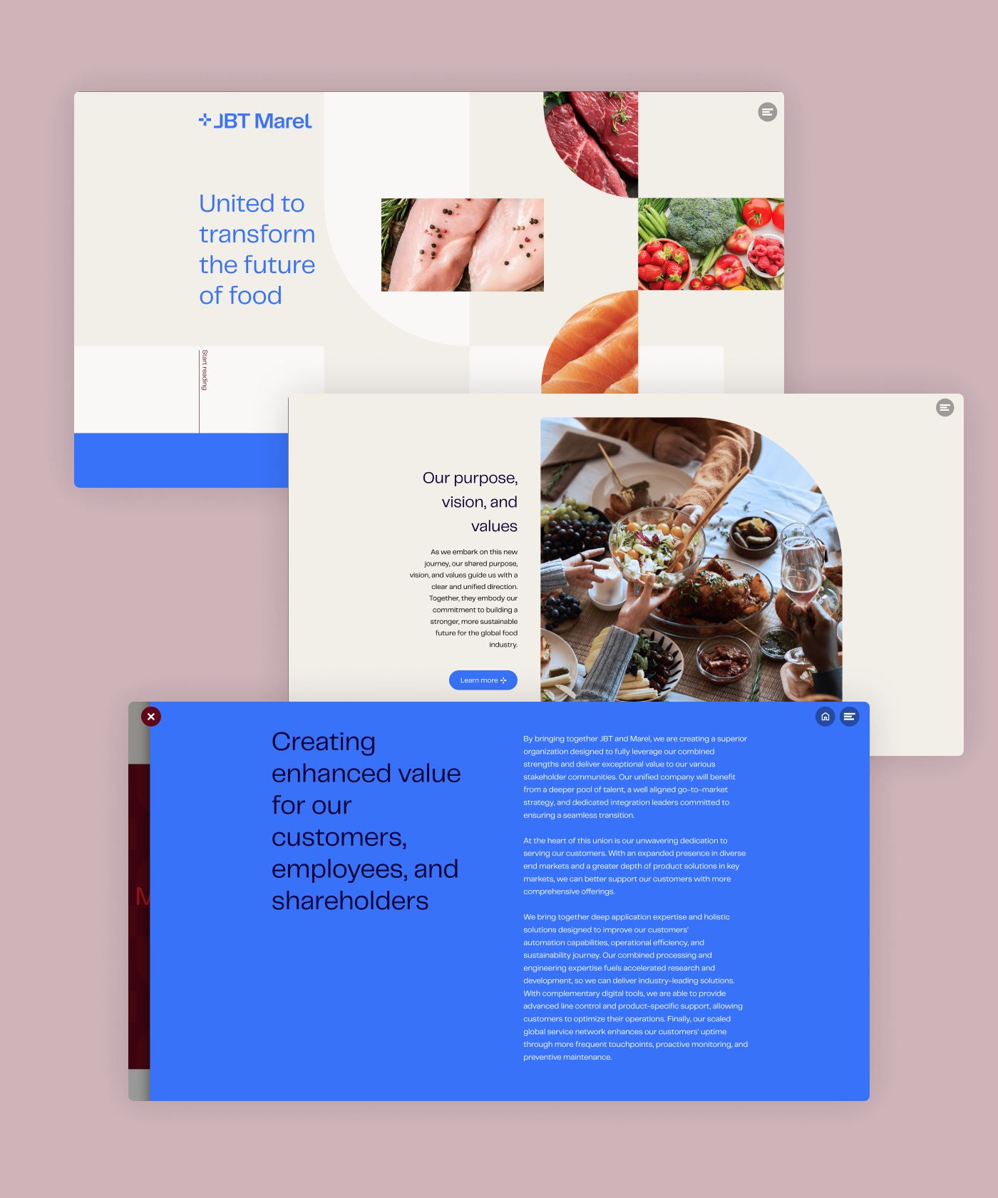 JBT Marel is a leading global provider of equipment, integrated technology, and services to the food and beverage industry. Driven by a singular purpose—to transform the future of food—we empower businesses to stay ahead in a rapidly evolving market.